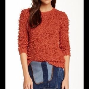 Free People Textured Fuzzy Sweater | Burnt Orange | Size S | NWOT